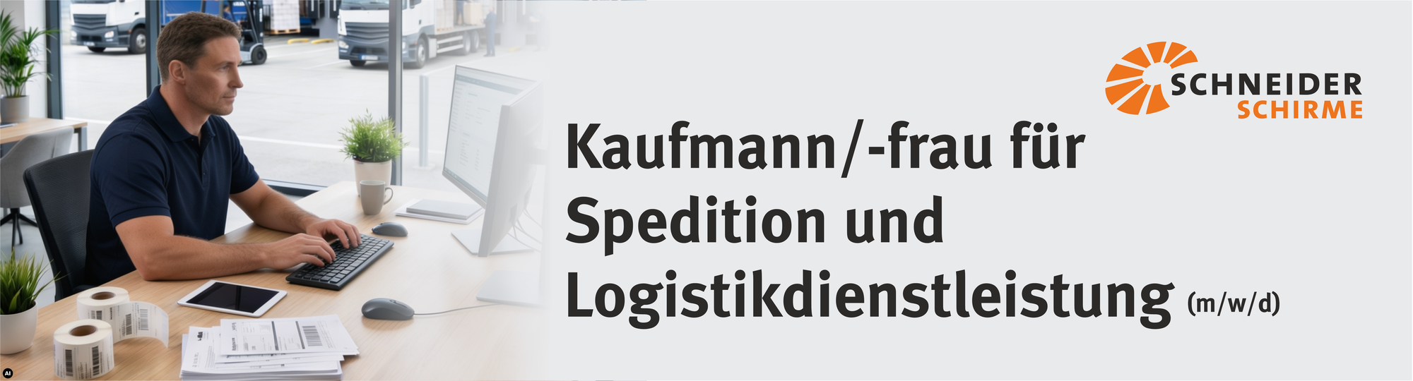 Schneider Banner Stellenanzeige Kaufm. Sachbearbeiter Versandbüro und Lagerlogistik