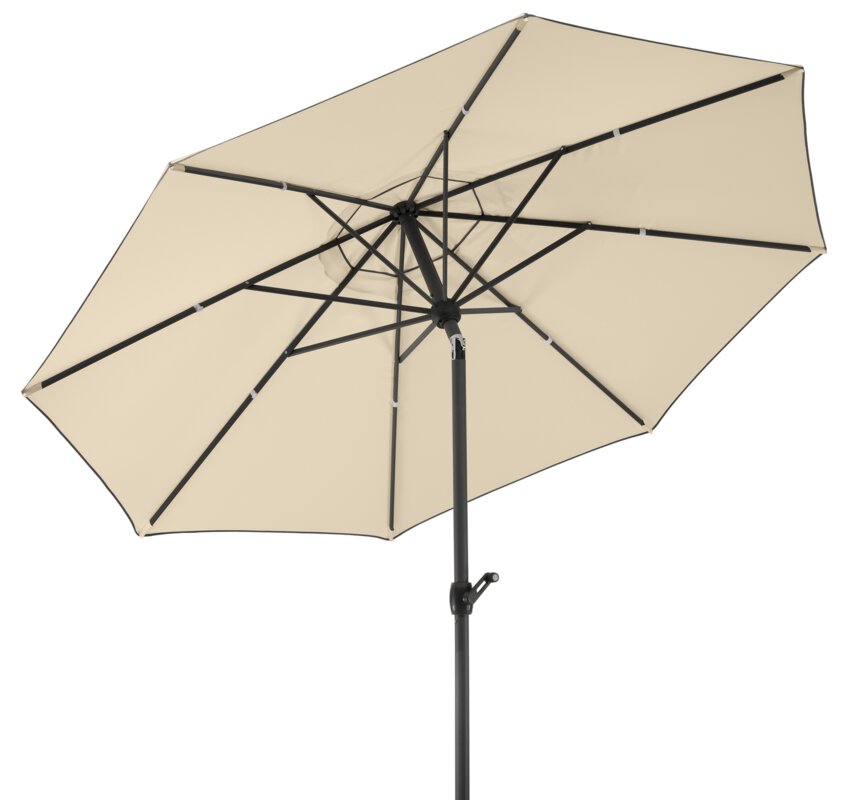 Schneider parasol Adria in ecru, 300 cm diameter, tilted, on a white background.