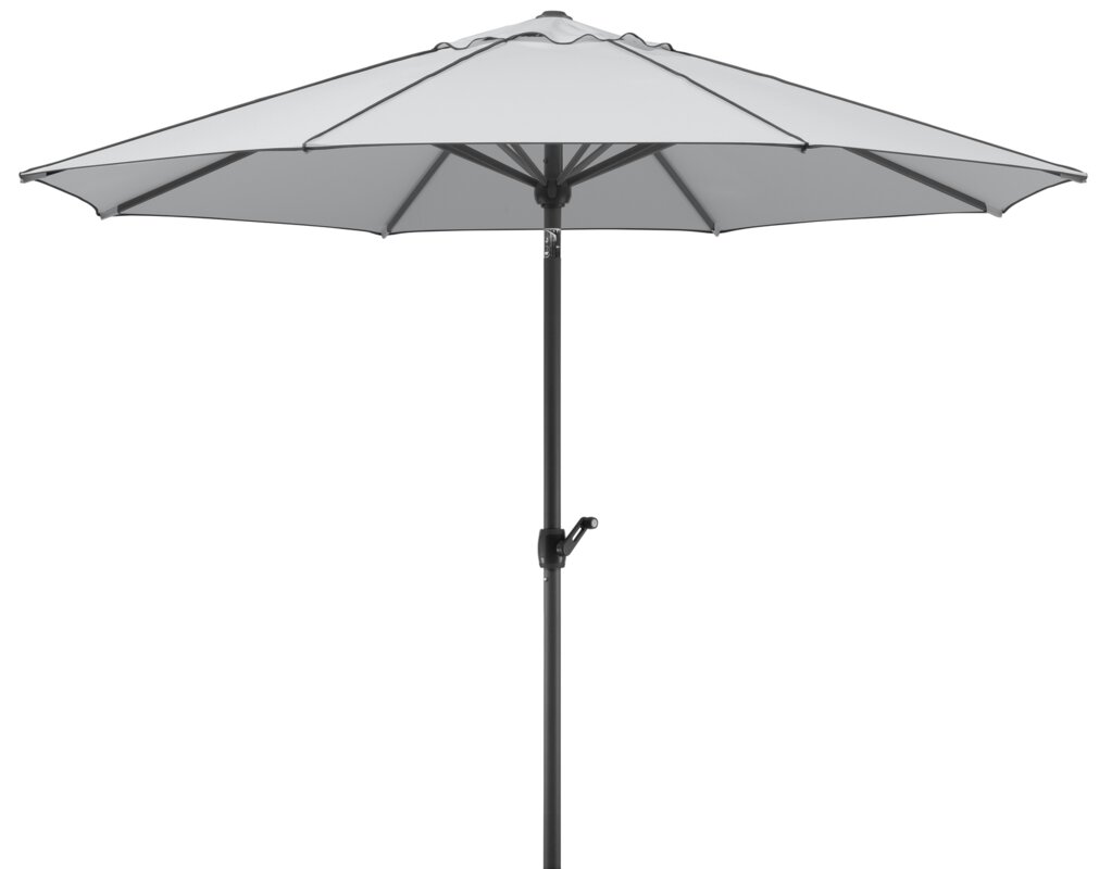 Schneider parasol Adria in silver grey, 300 cm diameter, on a white background.