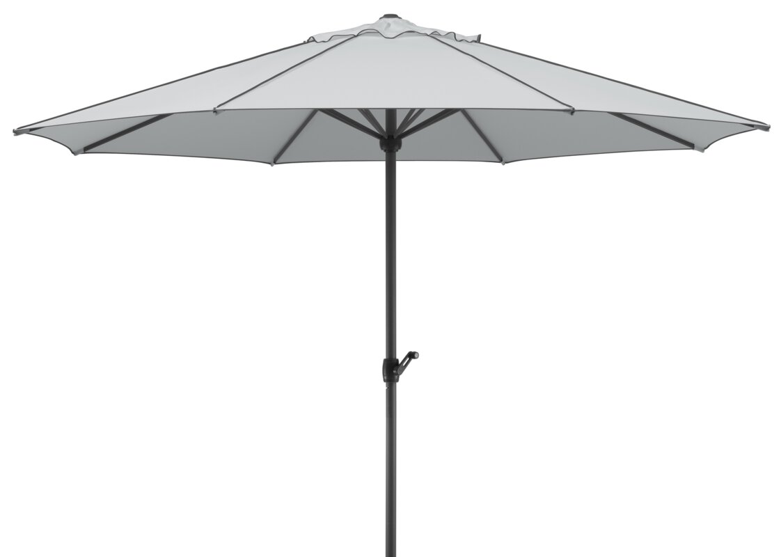 Schneider Sonnenschirm Adria in Silbergrau, 350 cm Durchmesser, auf weißem Hintergrund.