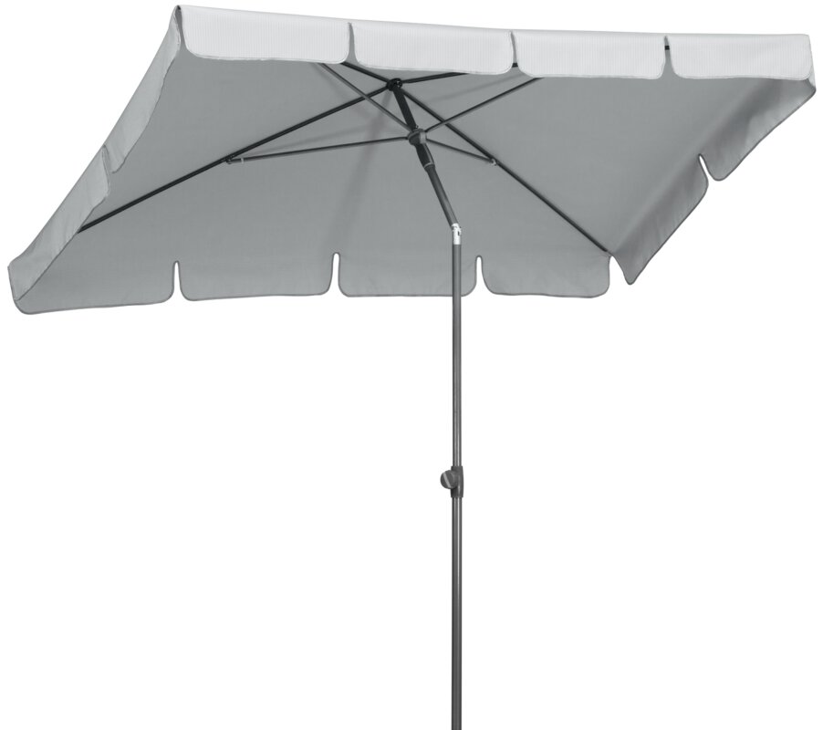 Schneider parasol Aquila in silver grey, 225x120 cm, on a white background.