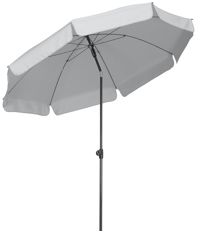 Schneider parasol Aquila in silver grey, 200 cm diameter, on a white background.