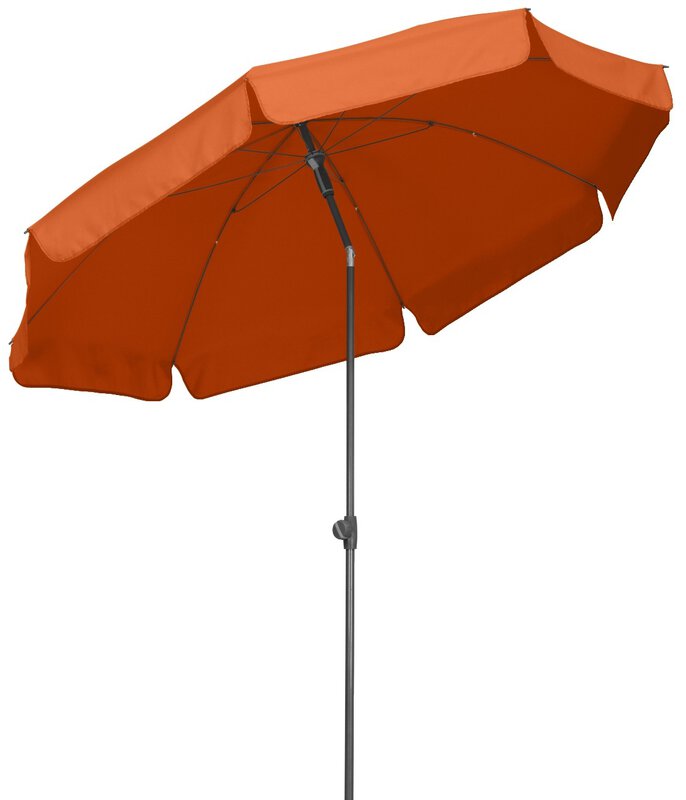 Schneider parasol Aquila in terracotta, 200 cm diameter, on a white background.