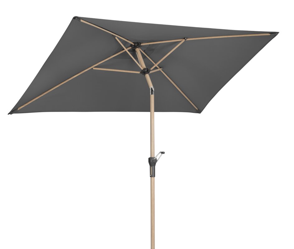 Schneider parasol Cordoba in anthracite, 230x150 cm, tilted, on a white background.