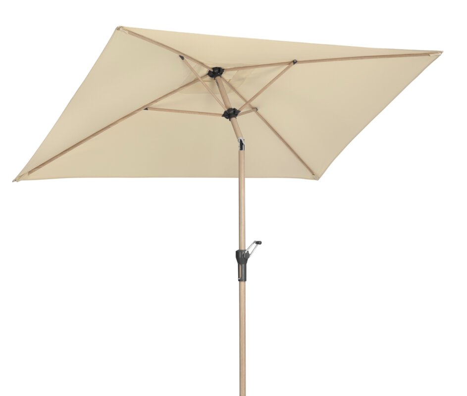 Schneider parasol Cordoba in ecru, 230x150 cm, tilted, on a white background.