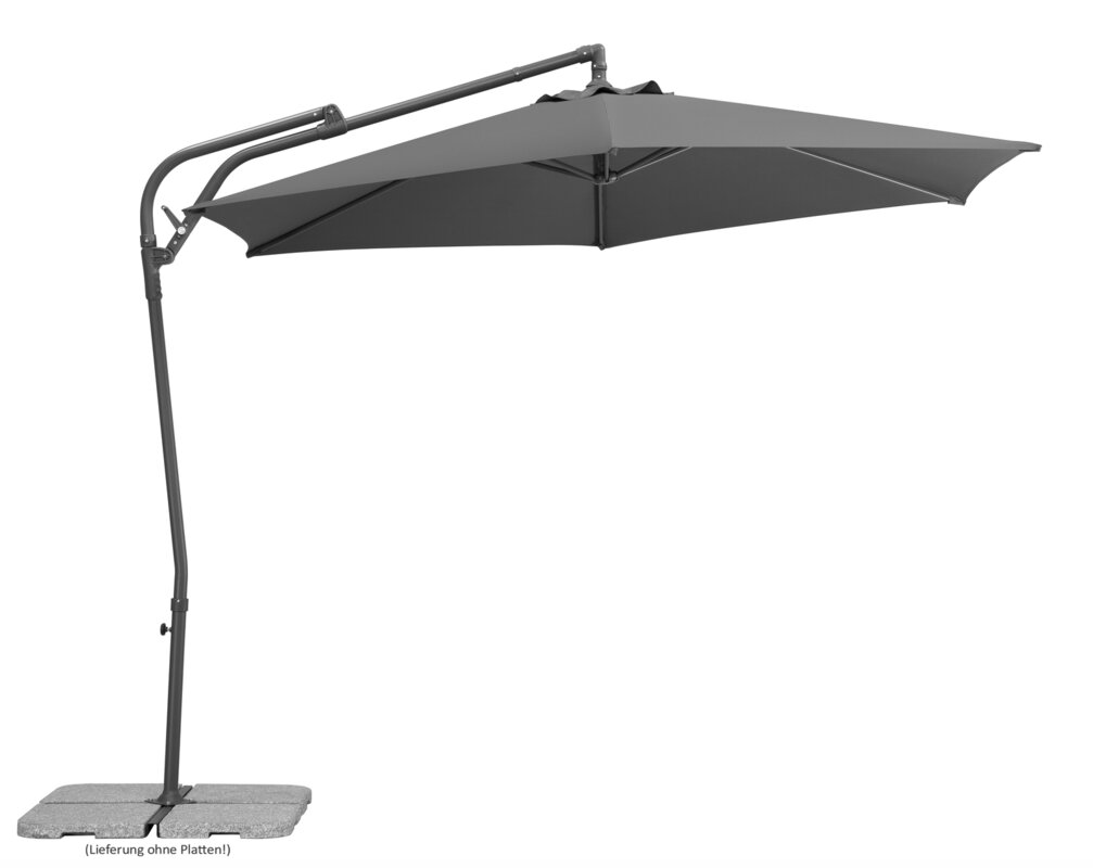 Schneider parasol Genua in anthracite, 300 cm diameter, on a white background.