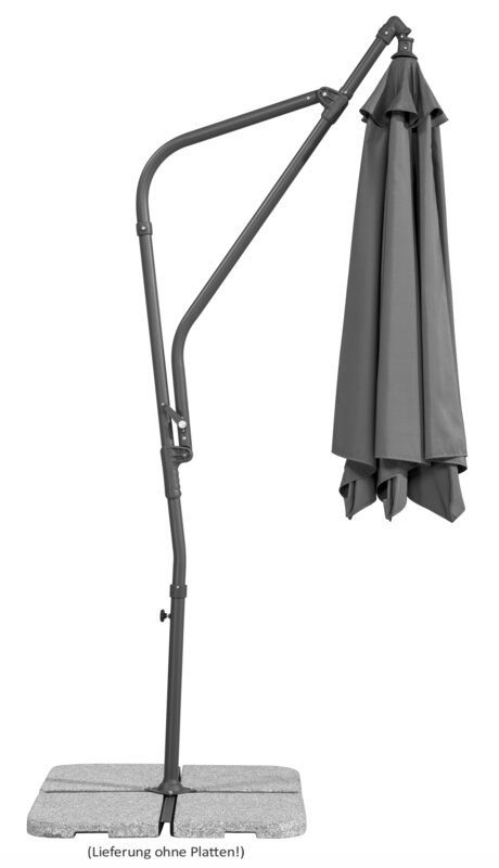 Schneider parasol Genua in anthracite, 300 cm diameter, closed, on a white background.