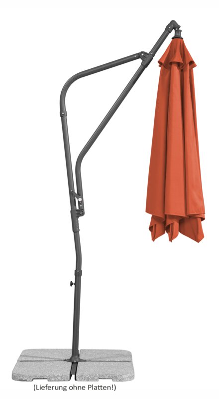 Schneider parasol Genua in terracotta, 300 cm diameter, closed, on a white background.