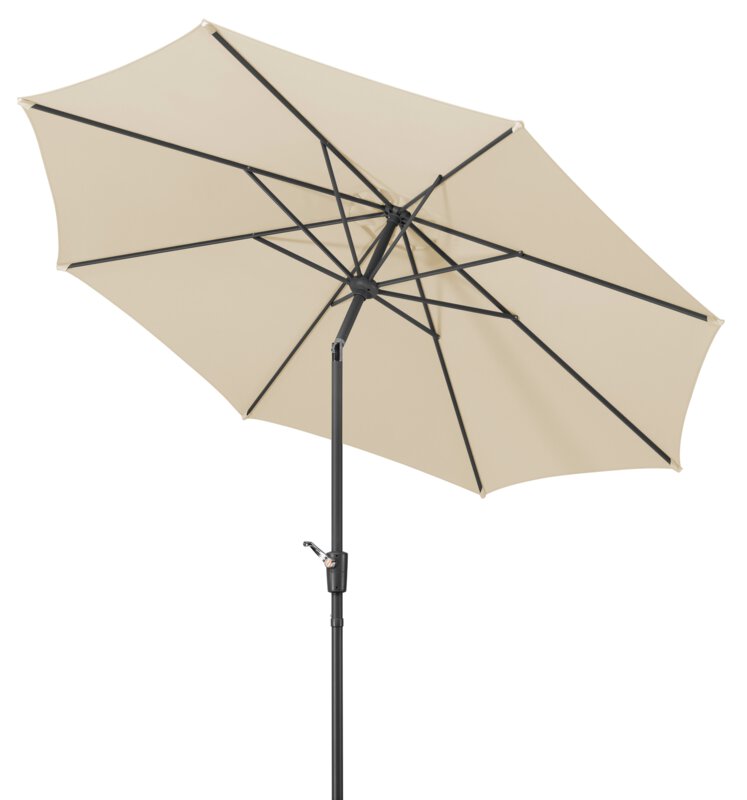 Schneider parasol Harlem in ecru, 270 cm diameter, tilted, on a white background.