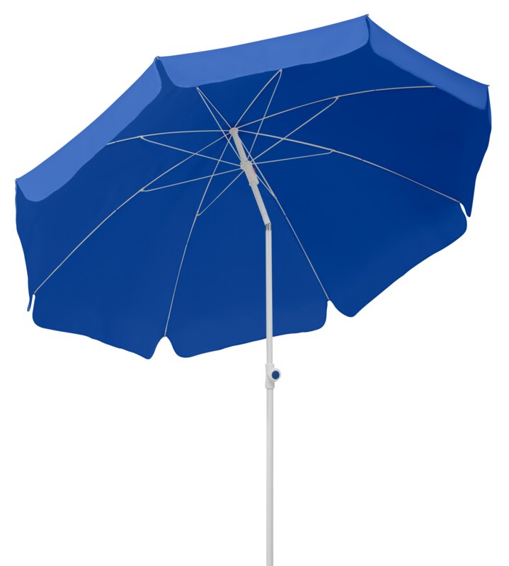 Schneider parasol Ibiza in blue, 200 cm diameter, on a white background.