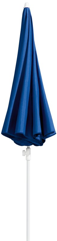 Schneider parasol Ibiza in blue, 200 cm diameter, closed, on a white background.