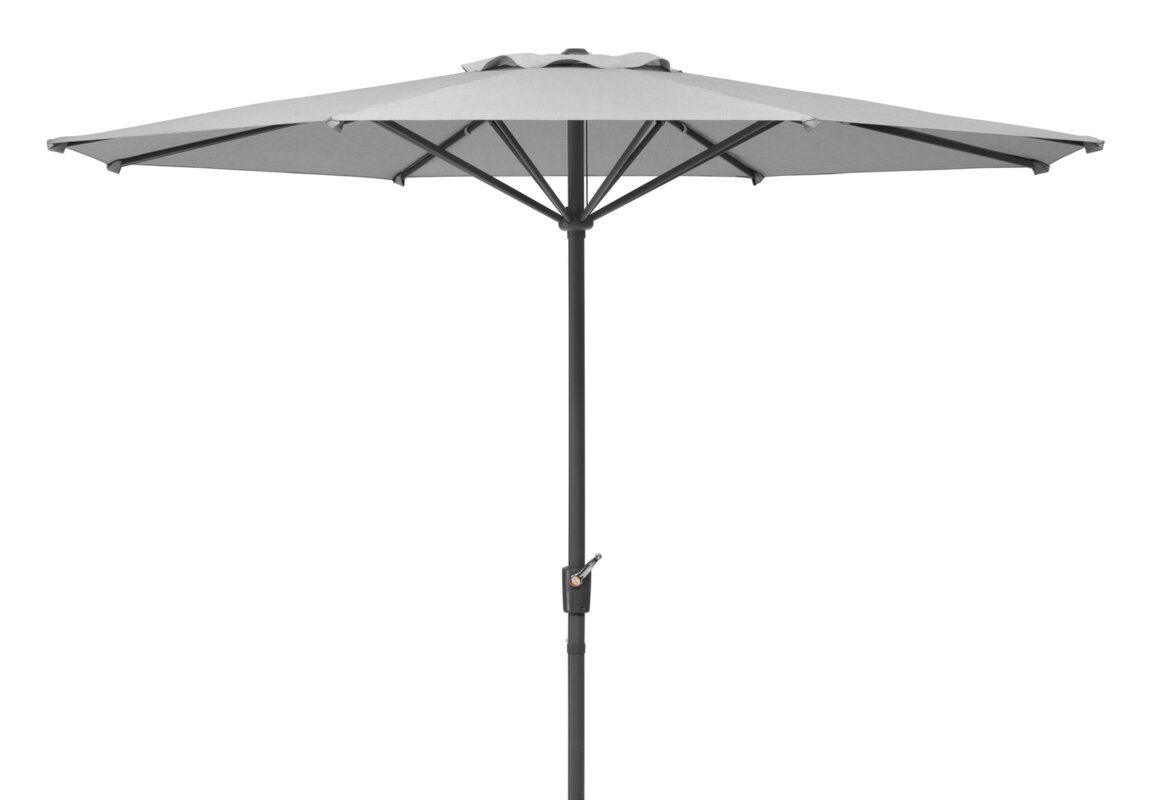 Schneider parasol Korsika in silver grey, 320 cm diameter, on a white background.