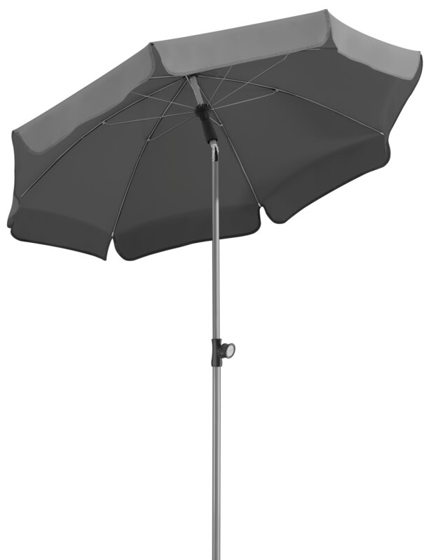 Schneider parasol Locarno in anthracite, 150 cm diameter, on a white background.