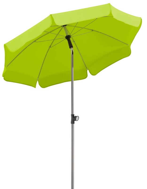 Schneider parasol Locarno in apple green, 150 cm diameter, on a white background.