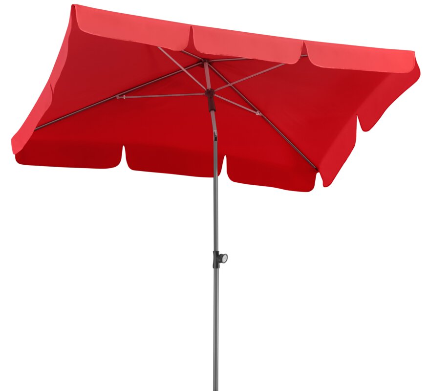 Schneider parasol Locarno in red, 180x120 cm, on a white background.