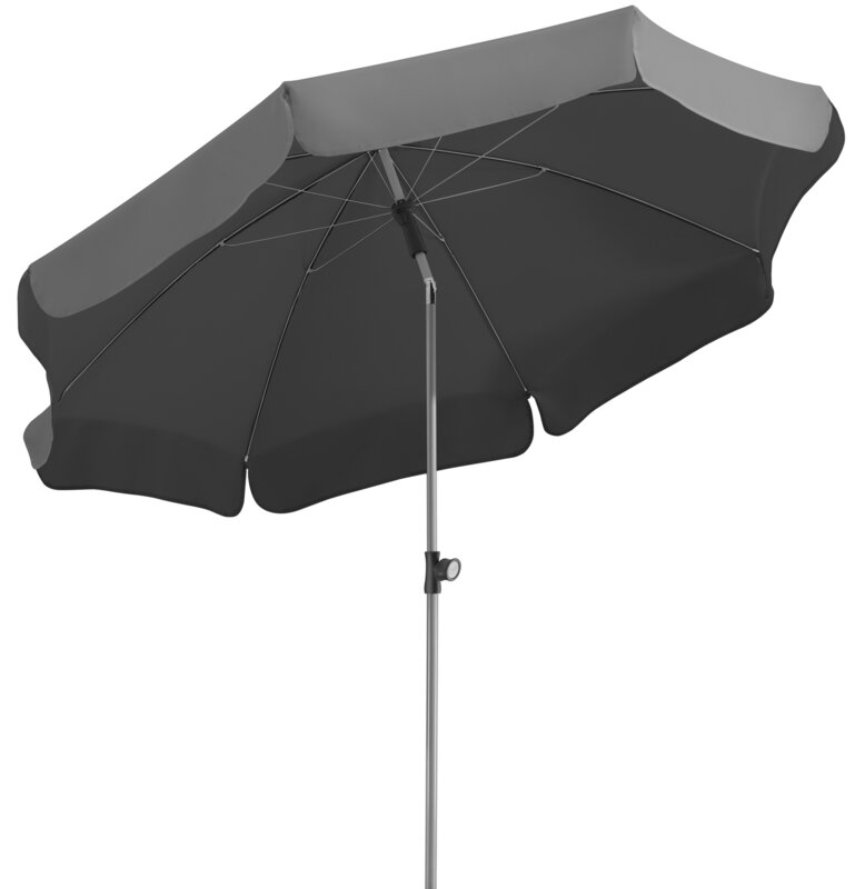 Schneider parasol Locarno in anthracite, 200 cm diameter, on a white background.