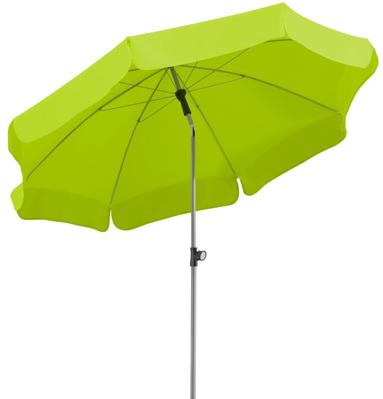 Schneider parasol Locarno in apple green, 200 cm diameter, on a white background.
