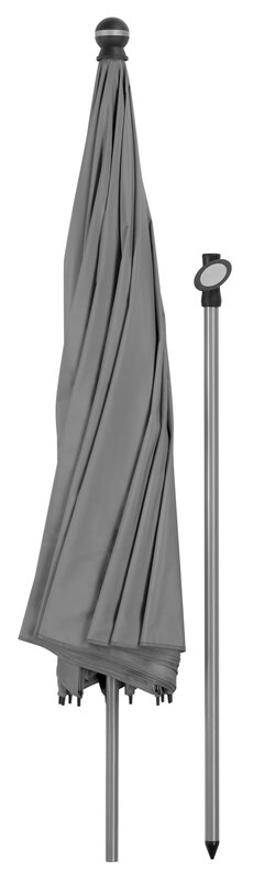 Schneider parasol Locarno in anthracite, 220 cm diameter, individual parts, on a white background.