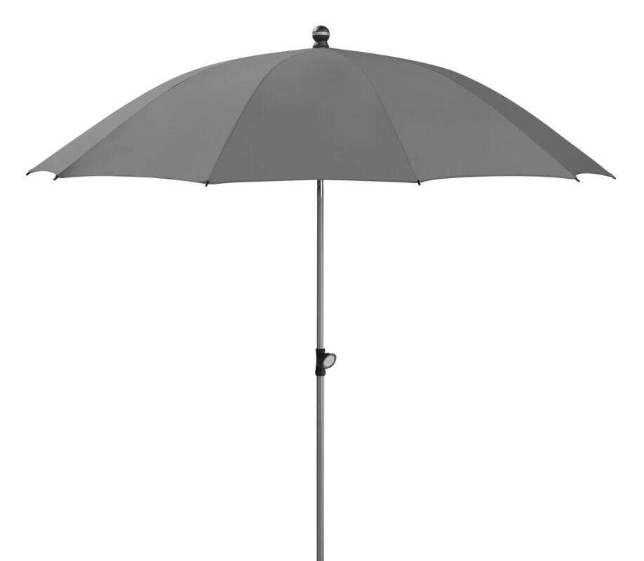 Schneider parasol Locarno in anthracite, 220 cm diameter, on a white background.