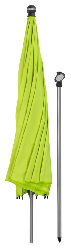 Schneider parasol Locarno in apple green, 220 cm diameter, individual parts, on a white background.