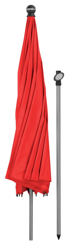Schneider parasol Locarno in red, 220 cm diameter, individual parts, on a white background.