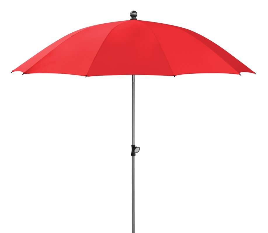 Schneider parasol Locarno in red, 220 cm diameter, on a white background.