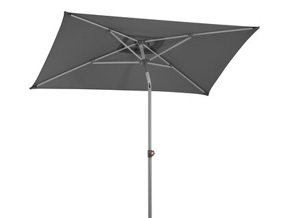 Schneider parasol Lumi in anthracite, 210x130 cm, tilted, on a white background.