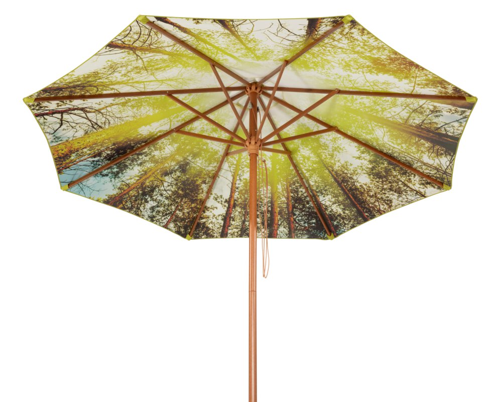 Schneider parasol Malaga in forest, 300 cm diameter, on a white background.