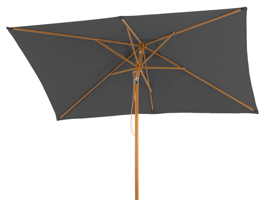 Schneider parasol Malaga in anthracite, 300x200 cm, tilted, on a white background.
