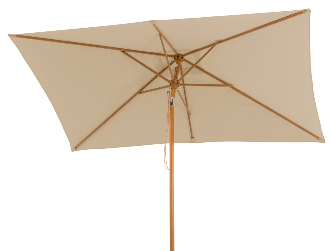 Schneider parasol Malaga in ecru, 300x200 cm, tilted, on a white background.