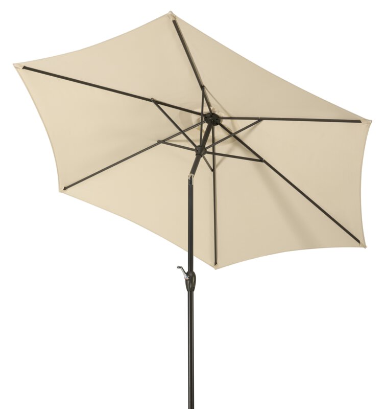 Schneider parasol Napoli in ecru, 270 cm diameter, tilted, on a white background.