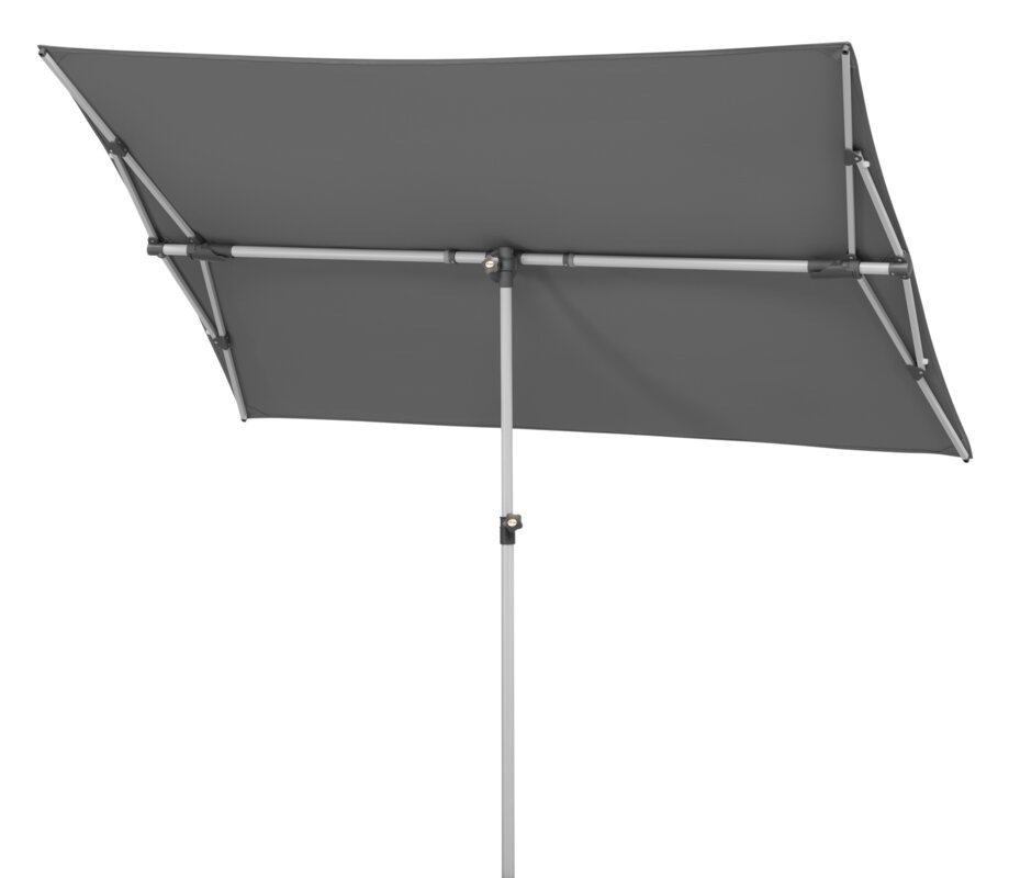 Schneider parasol Novara in anthracite, 190x140 cm, tilted, on a white background.