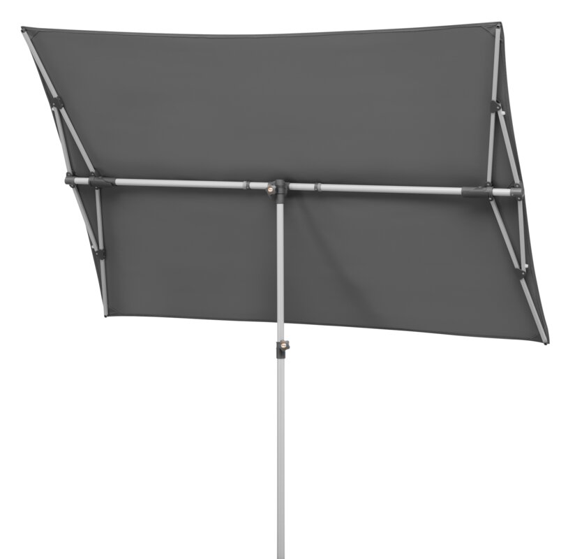 Schneider parasol Novara in anthracite, 190x140 cm, tilted, on a white background.