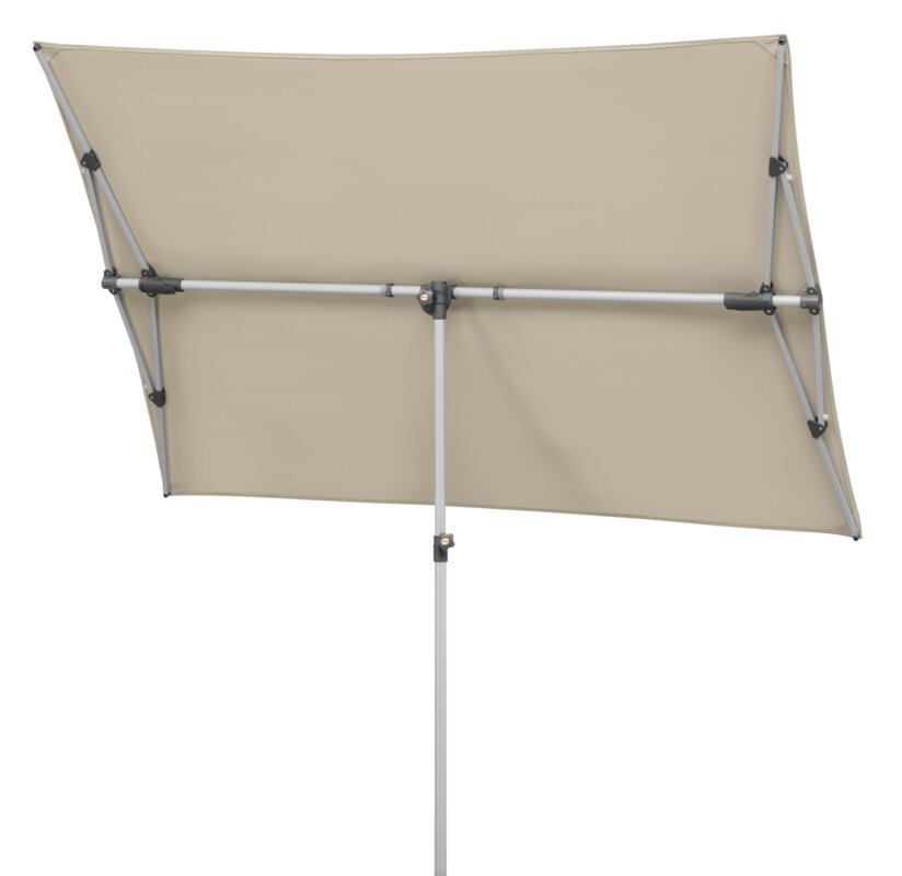 Schneider parasol Novara in ecru, 190x140 cm, tilted, on a white background.