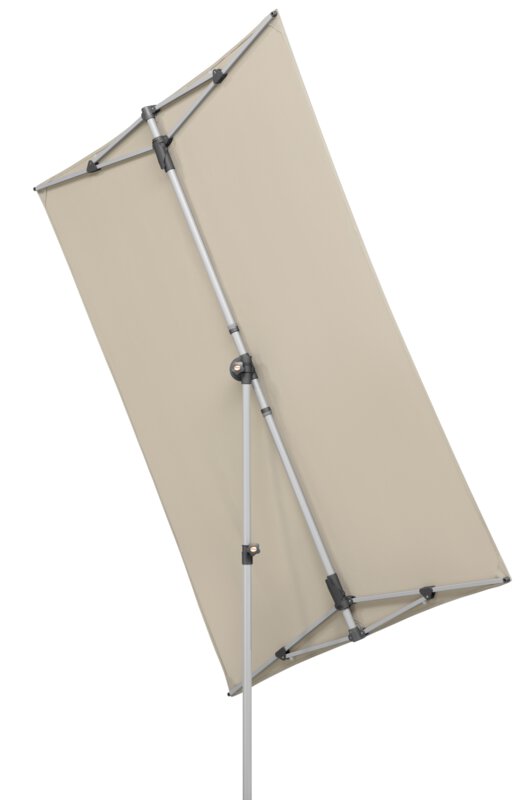 Schneider parasol Novara in ecru, 190x140 cm, tilted, on a white background.