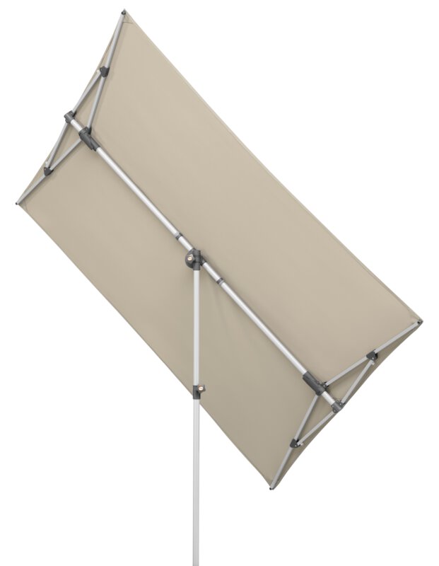 Schneider parasol Novara in ecru, 190x140 cm, tilted, on a white background.
