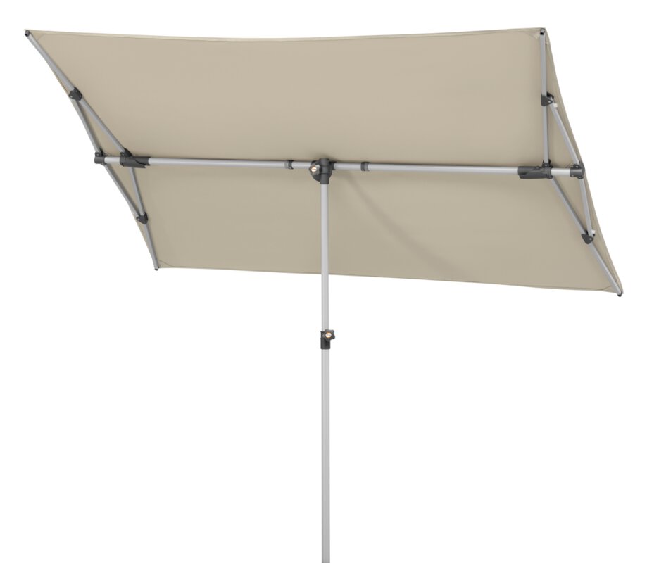 Schneider parasol Novara in ecru, 190x140 cm, tilted, on a white background.