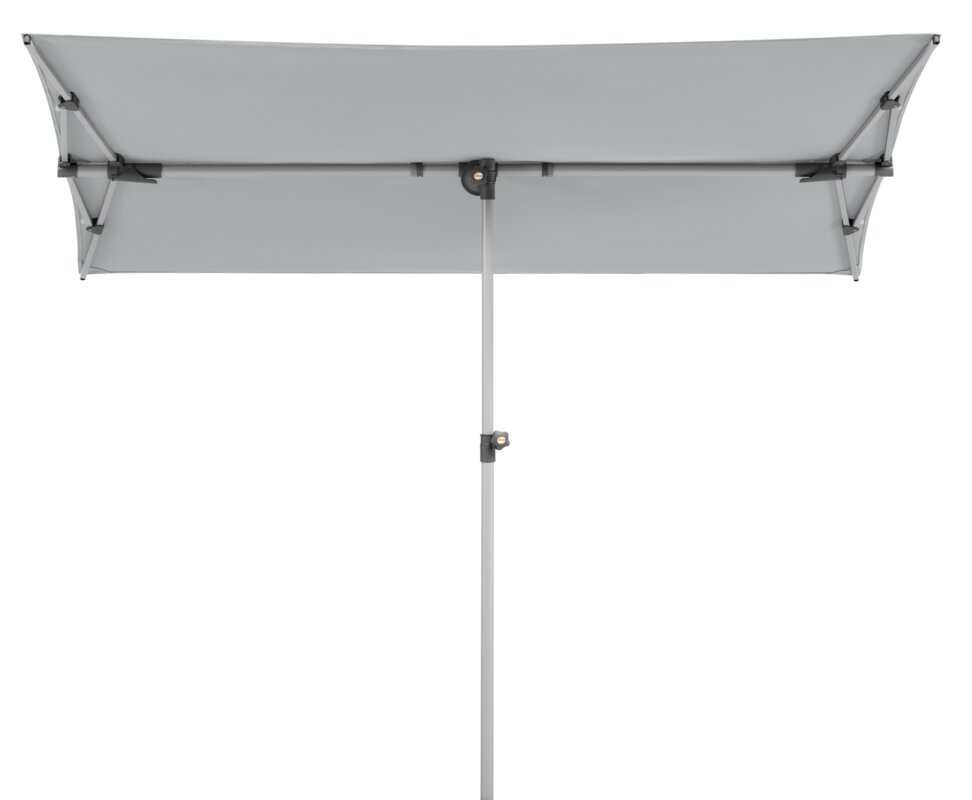 Schneider parasol Novara in silver grey, 190x140 cm, on a white background.