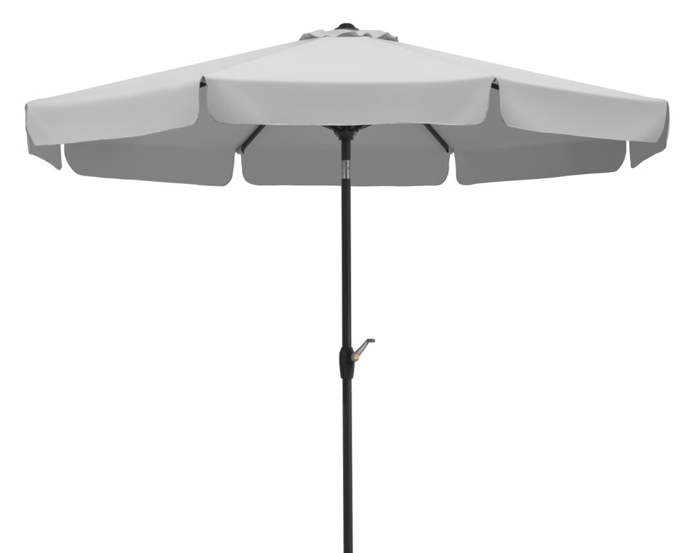 Schneider parasol Orlando in silver grey, 270 cm diameter, on a white background.