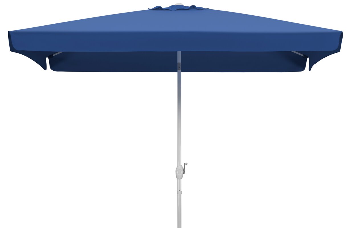 Schneider parasol Oslo in blue, 200x300 cm, on a white background.
