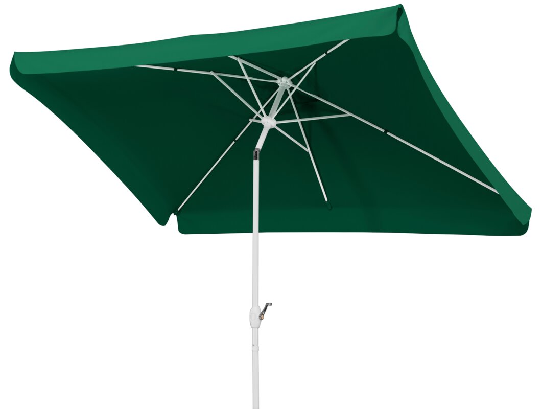 Schneider parasol Oslo in green, 200x300 cm, tilted, on a white background.