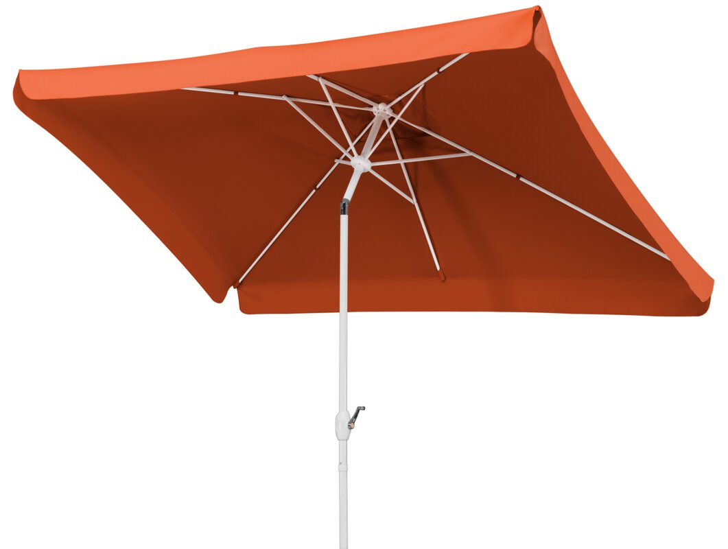 Schneider parasol Oslo in terracotta, 200x300 cm, tilted, on a white background.