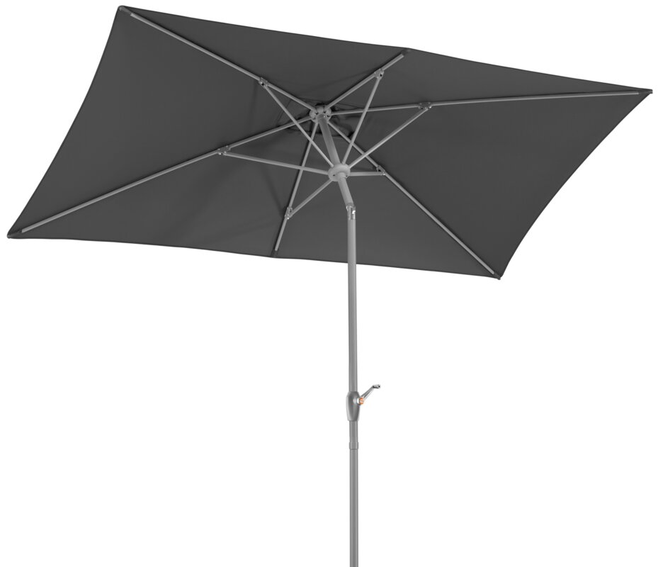 Schneider parasol Porto in anthracite, 300x200 cm, tilted, on a white background.