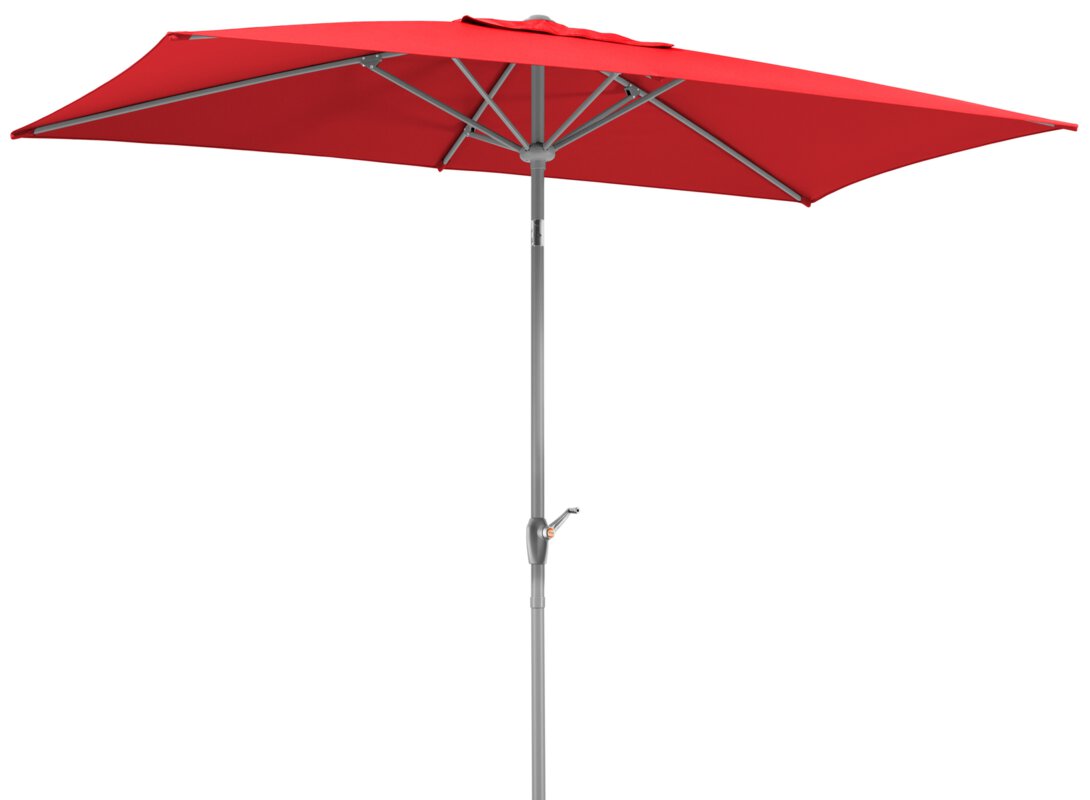 Schneider parasol Porto in red, 300x200 cm, on a white background.