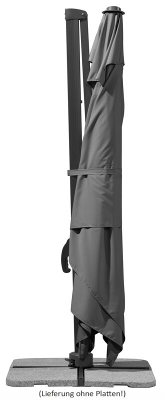 Schneider parasol Rhodos Grande in anthracite, 400x300 cm, closed, on a white background.