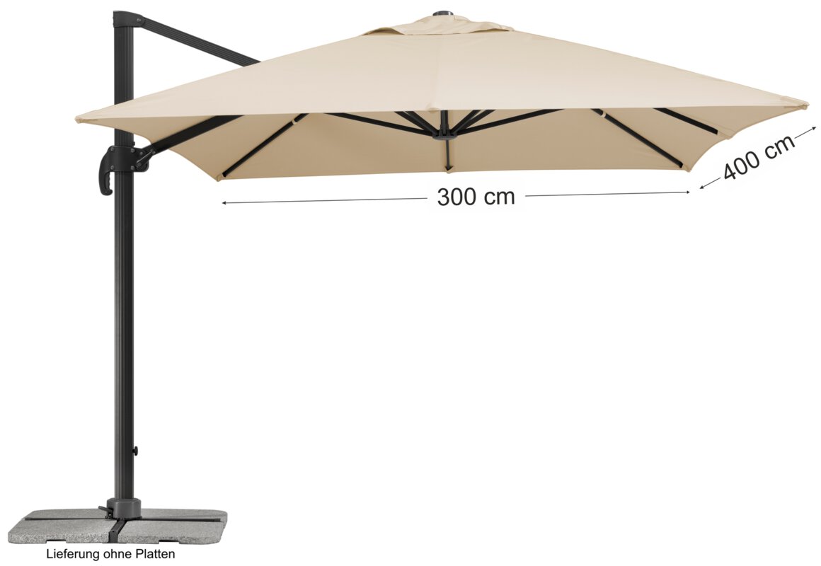 Schneider parasol Rhodos Twist Grande (400x300 cm) in ecru: Illustration of the dimensions of the parasol canopy.