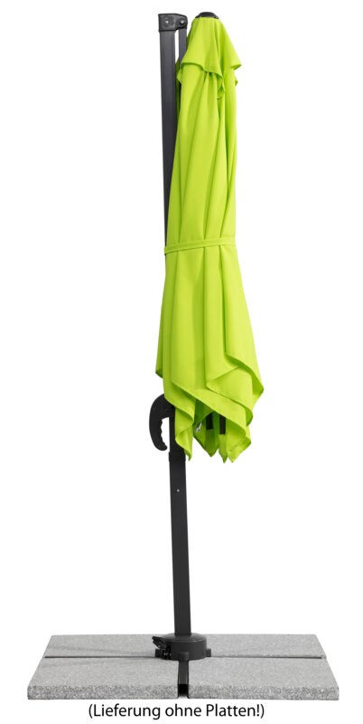 Schneider parasol Rhodos Junior in apple green, 230x230 cm, closed, on a white background.