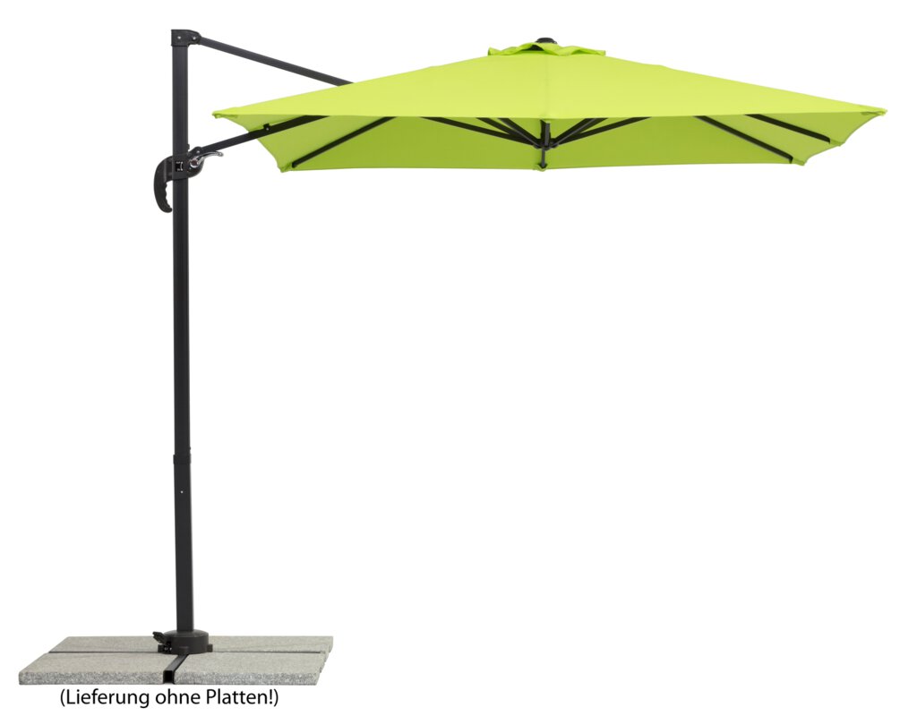 Schneider parasol Rhodos Junior in apple green, 230x230 cm, on a white background.