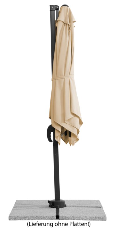 Schneider parasol Rhodos Junior in ecru, 230x230 cm, closed, on a white background.