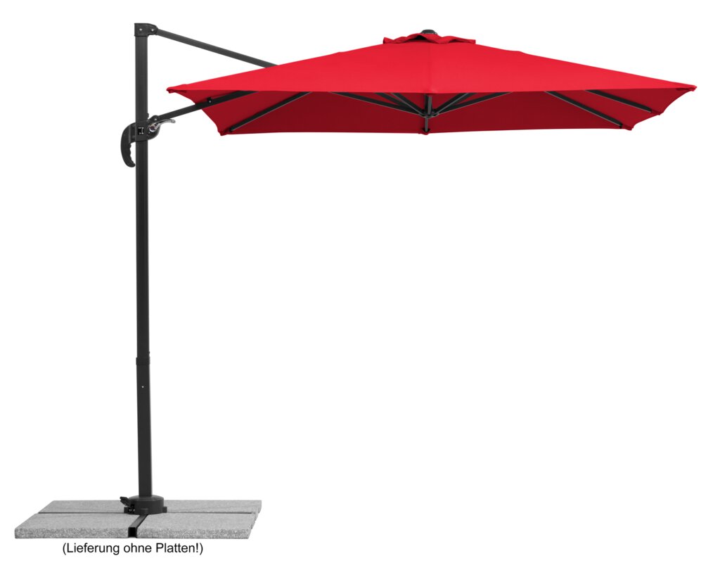 Schneider parasol Rhodos Junior in red, 230x230 cm, on a white background.